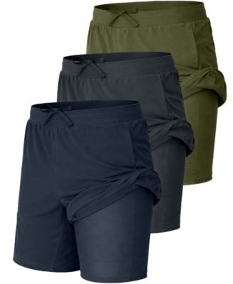 Men's Side Pockets Stretch Running Shorts, 3-Pack