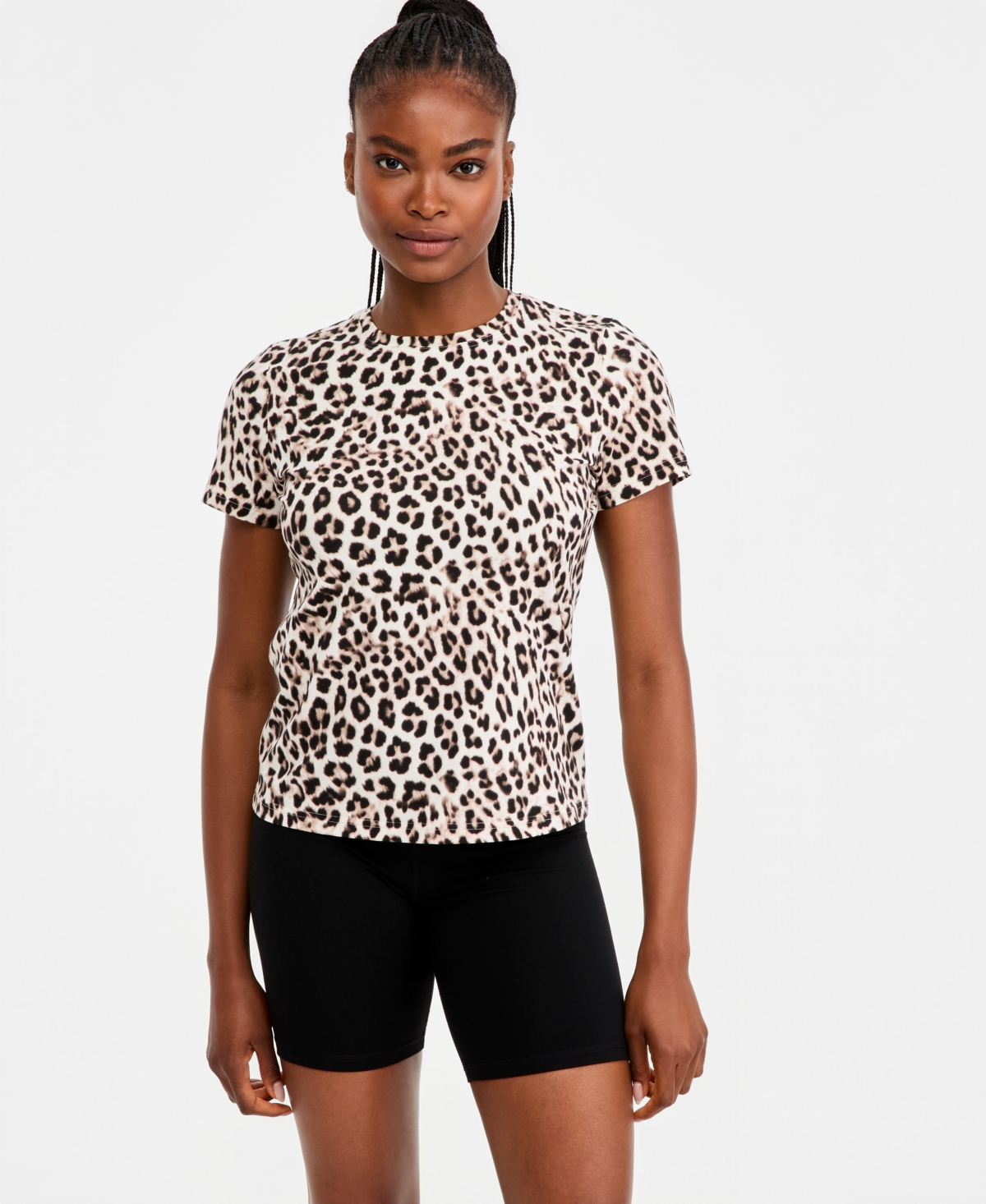 Id Ideology Women's Cheetah-Print Short-Sleeve T-Shirt, Macy's Exclusive