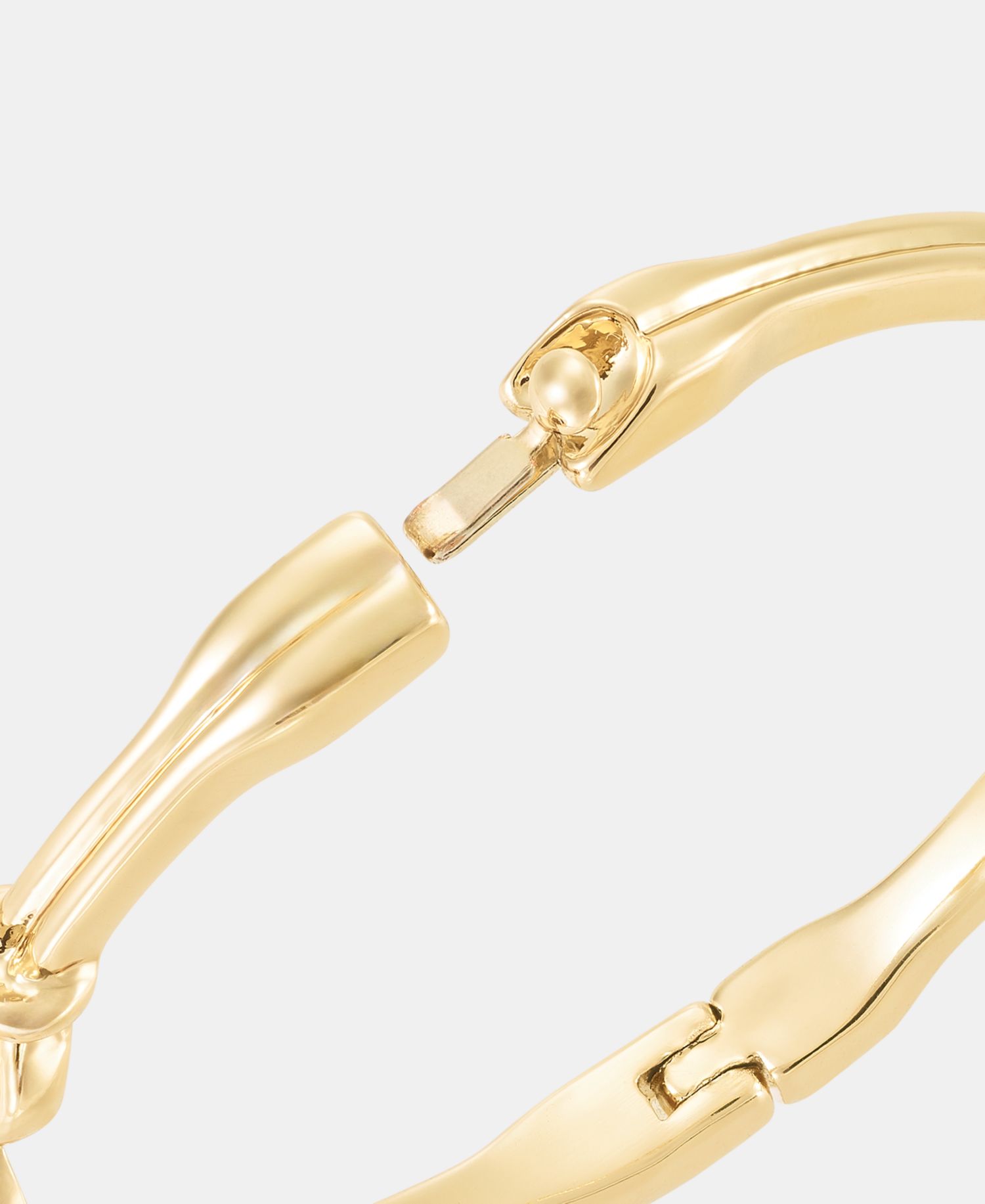 Gold-Tone Link Imitation Pearl Open Hinge Bracelet