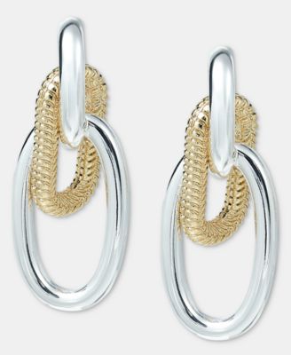 Two-Tone Drama Chain Doorknocker Earrings
