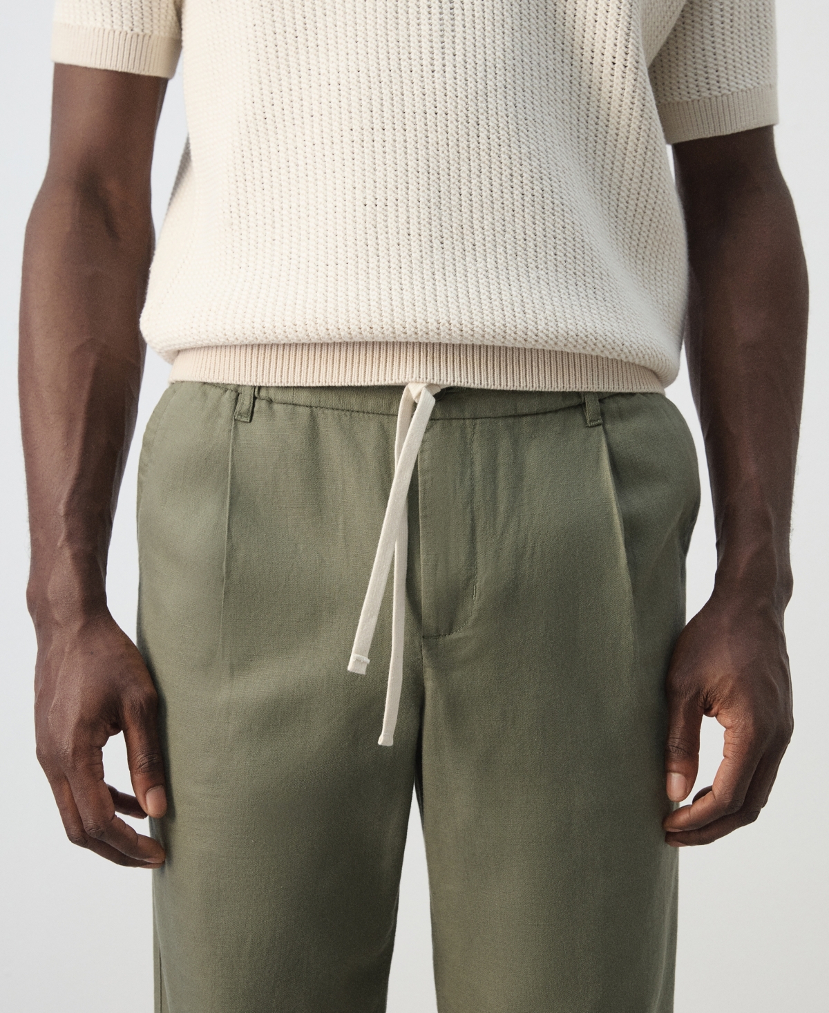 Mango Men's Slim-Fit Cropped Cotton-Linen Pants