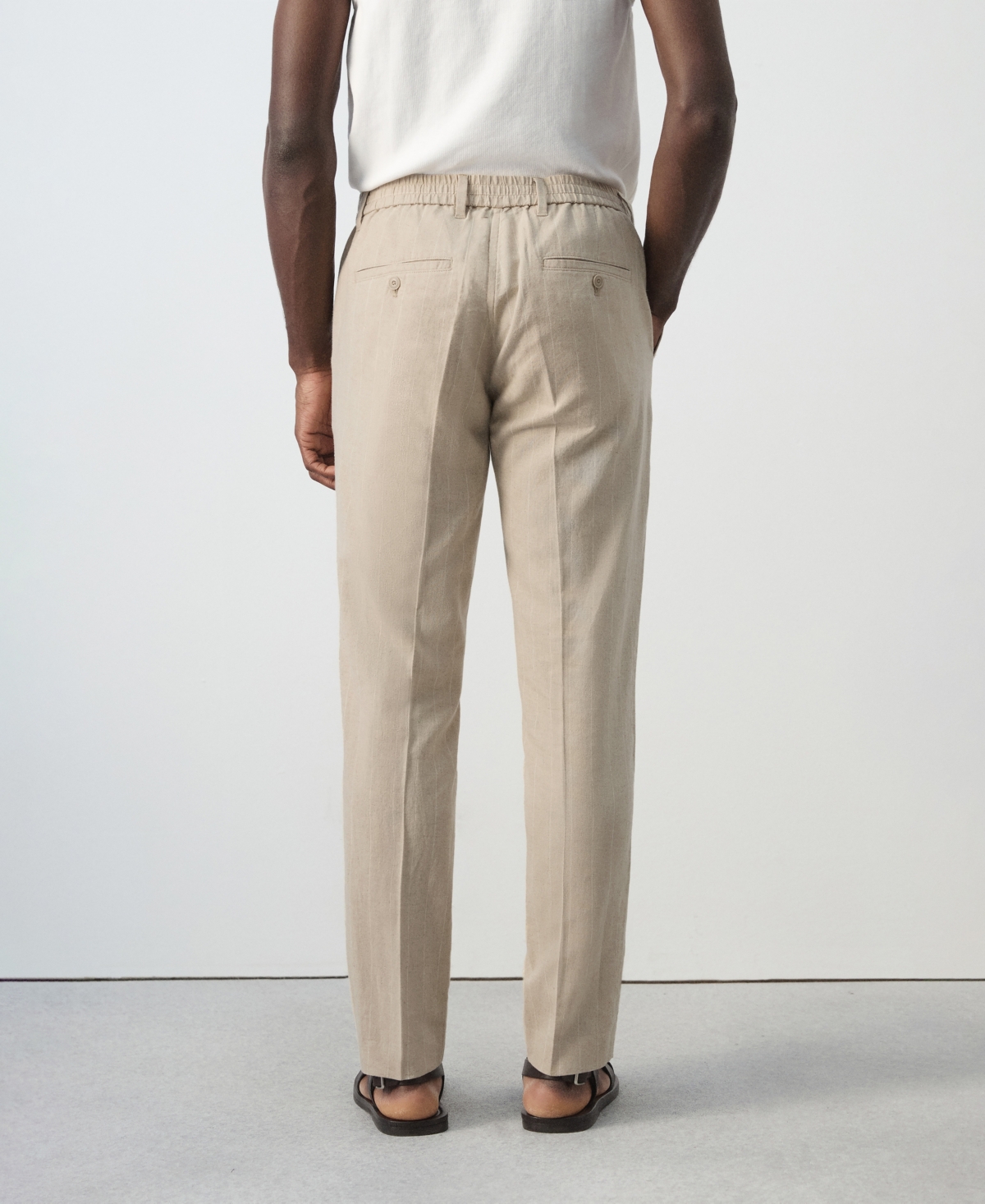 Mango Men's Slim-Fit Striped Linen-Cotton Pants