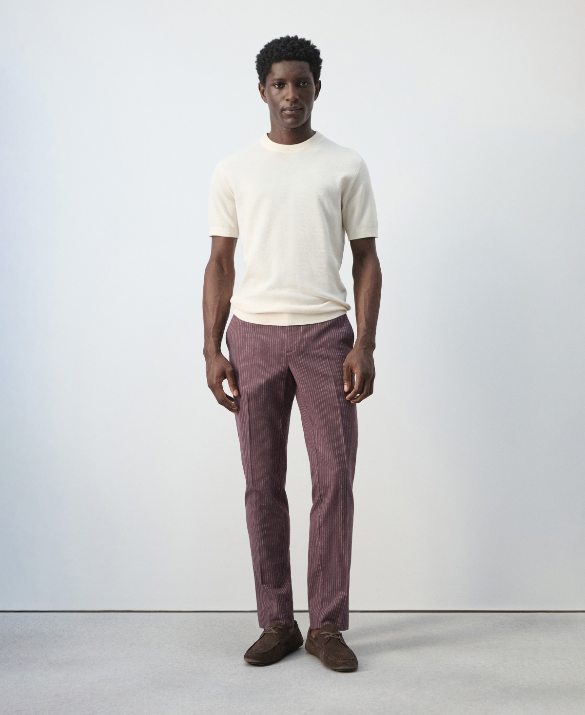 Mango Men's Slim-Fit Striped Linen-Cotton Pants