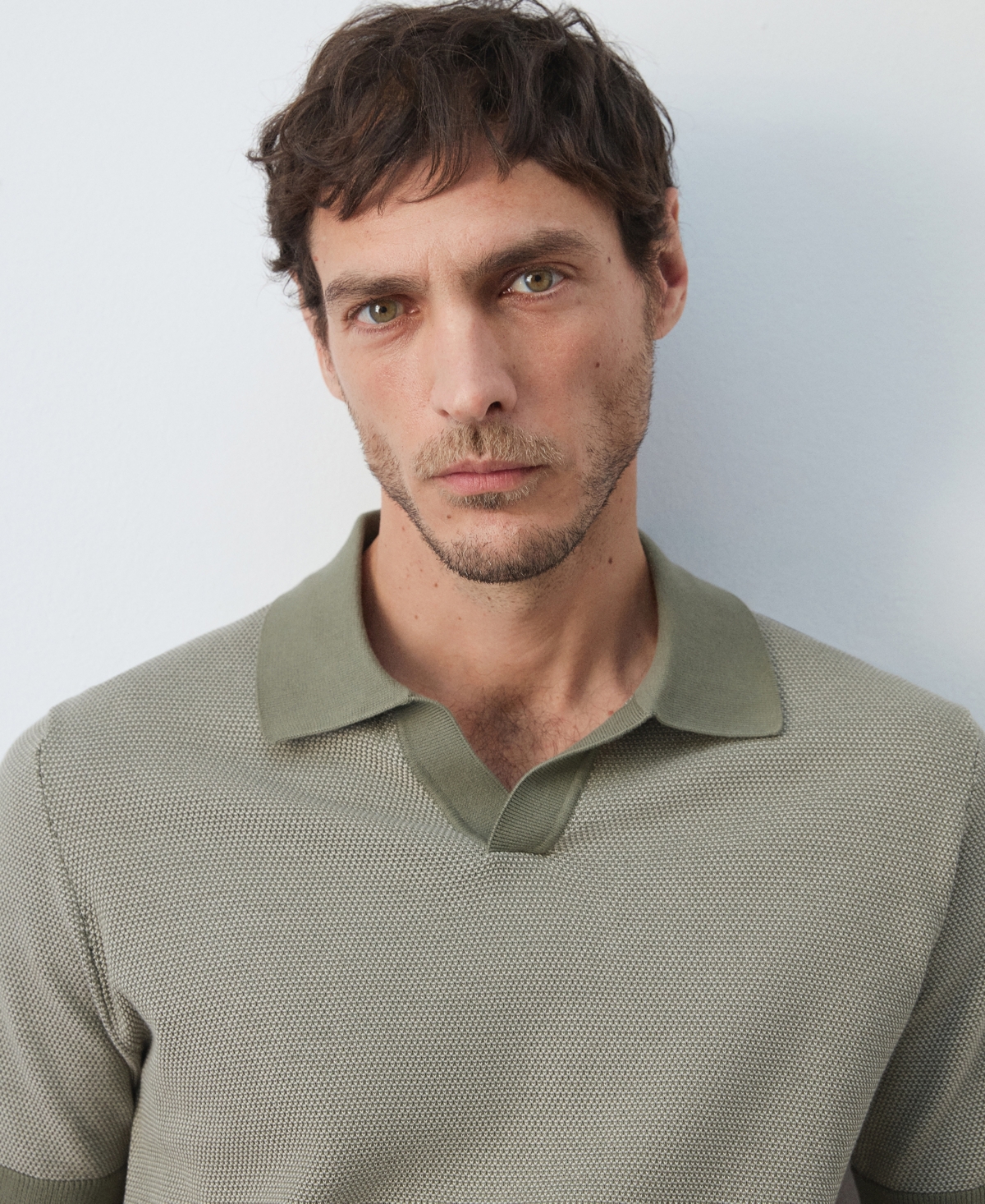 Mango Men's Combined Knit Polo Shirt