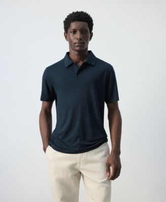 Men's Slim Fit Linen Blend Polo Shirt