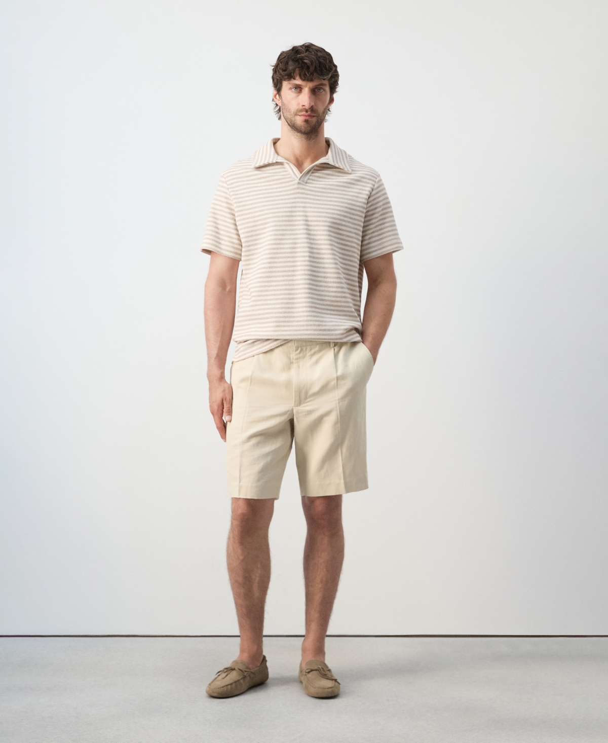 Mango Men's Regular-Fit Textured Striped Polo