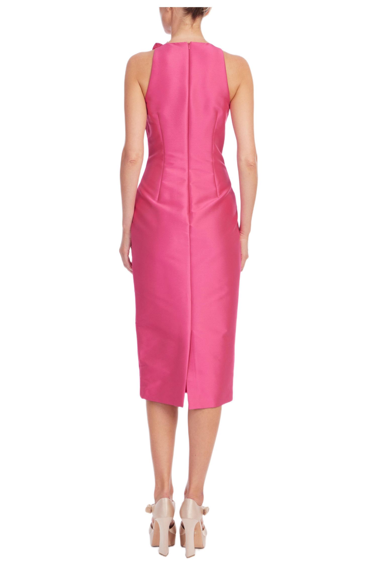 Women's Sleeveless Corsage Sheath Midi Dress