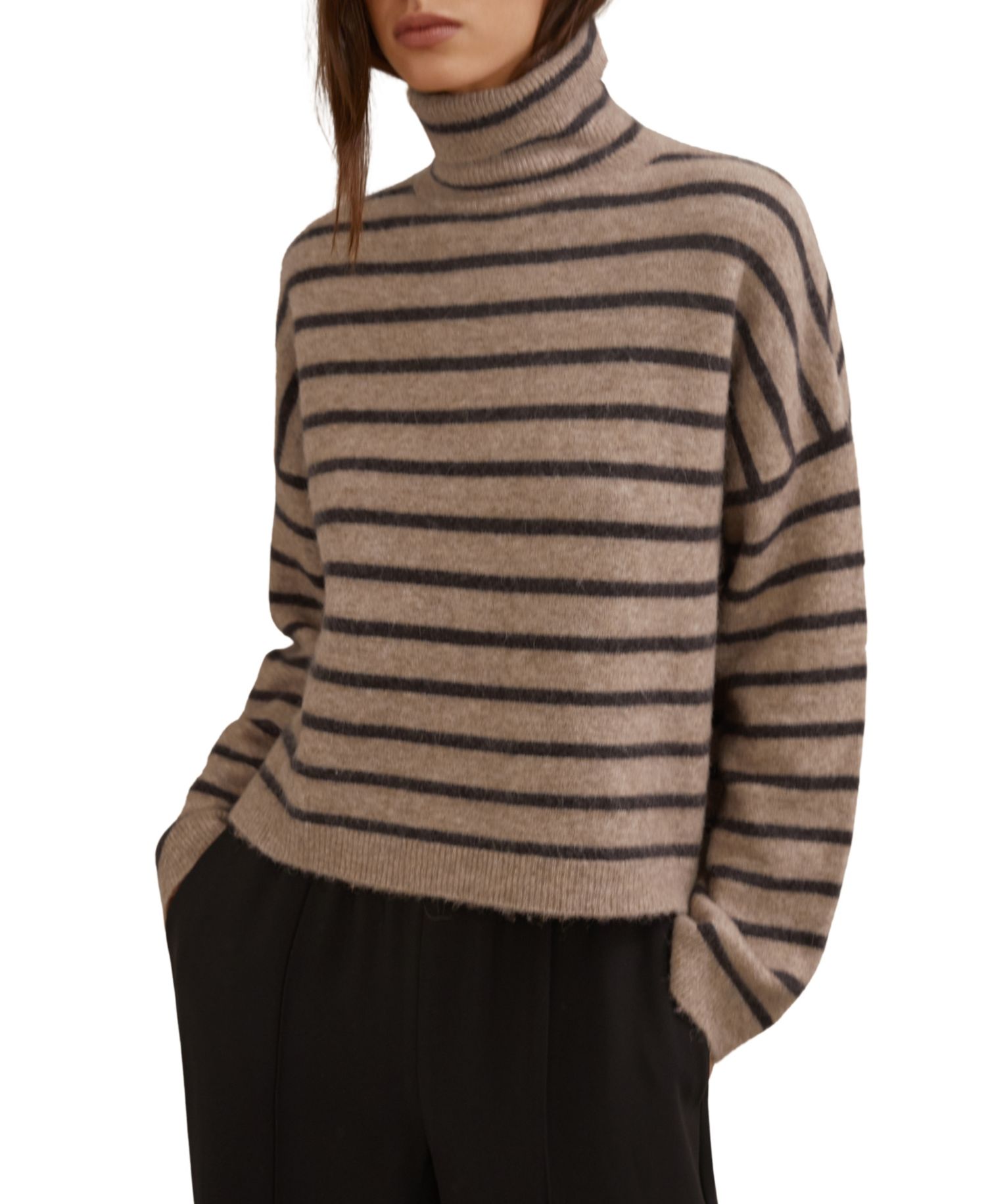 Women's Wynn Stripe Roll-Neck with Wool Sweater