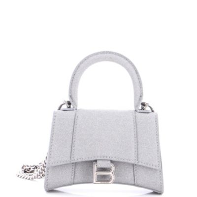 Mini Hourglass Top Handle Bag Glitter Leather