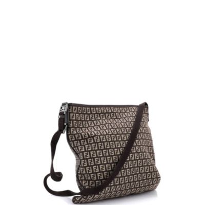 Pre-Owned Fendi Medium Vintage Zip Messenger Bag Zucchino Canvas