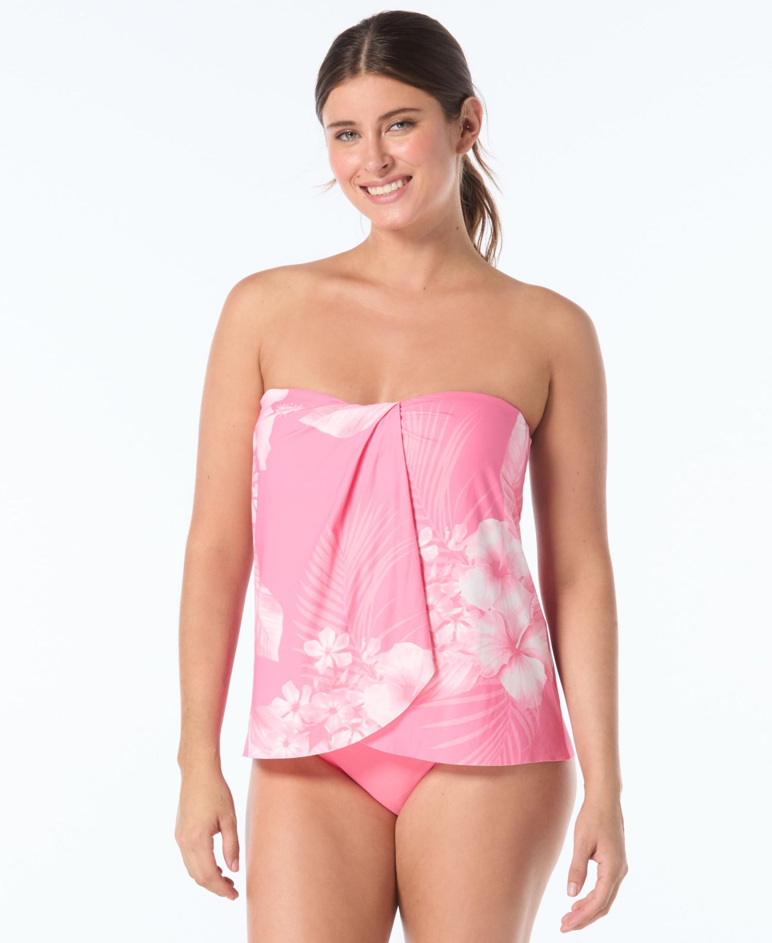 Women's Bandeau Neck Contours Clarity Swim Tankini Top