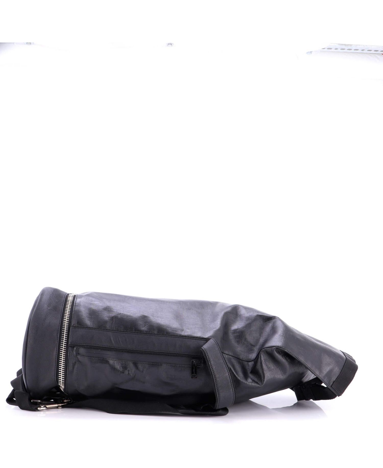 Large Jaw Bag Coated Canvas with Leather