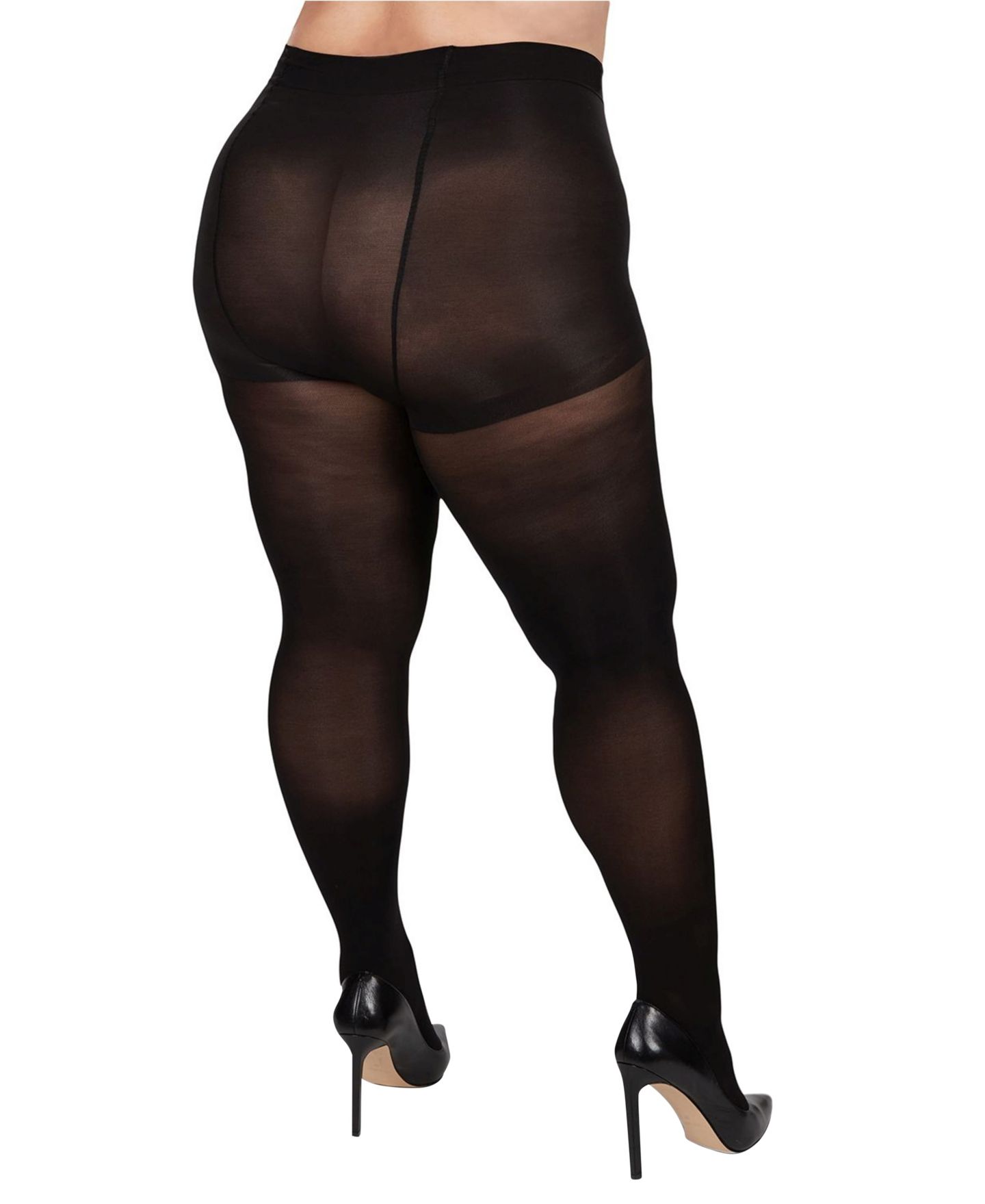 Женские колготки MeMoi Plus Size Microfiber Opaque Curvy Control Top Tights, цвет: Чёрный — фото 3
