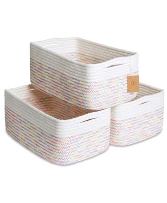 3Piece Cotton Rope Storage Baskets Shelves Organizer