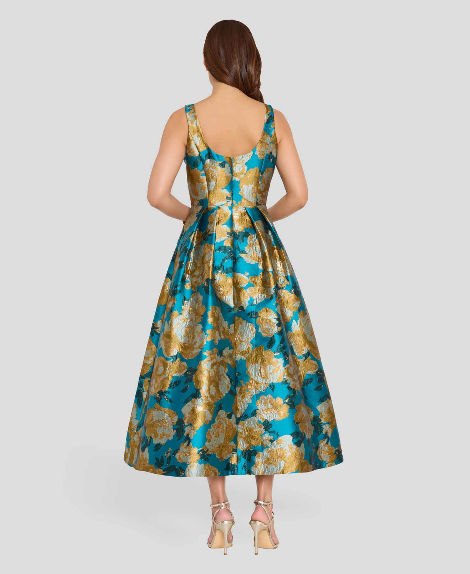Women's Printed Scoop Neck Midi Dress