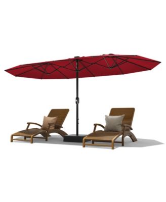 15FT Extra Large Double-Sided Patio Umbrella with Base, Waterproof UV Protection, Easy Crank for Pool, Garden, Backyard, Multiple Colors