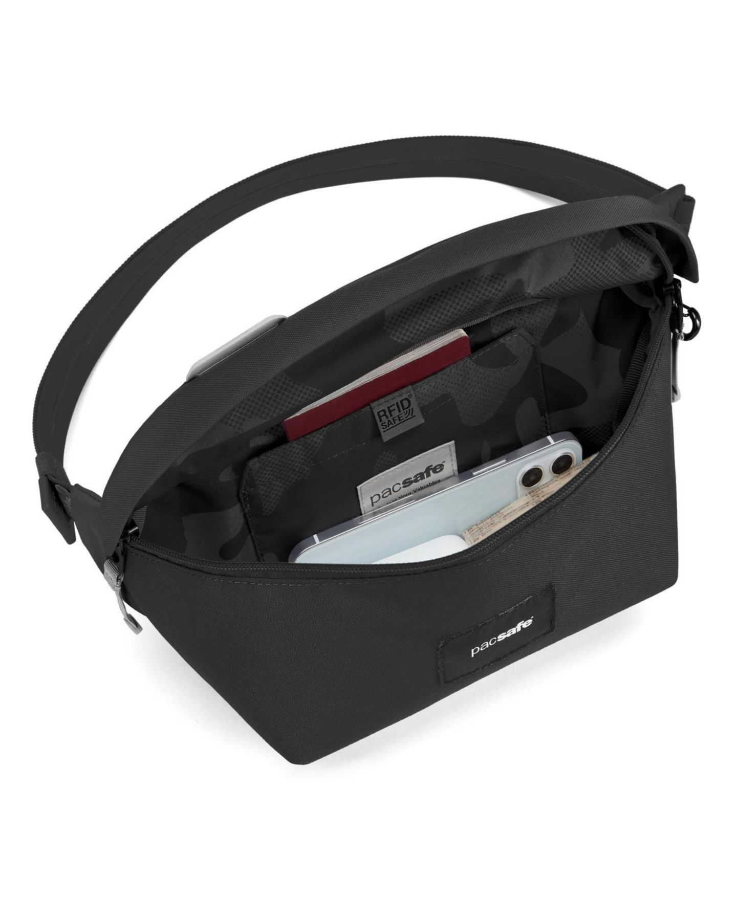 Женская сумка Pacsafe Go Anti Theft Sling Pack, цвет: Угольно-чёрный — фото 6