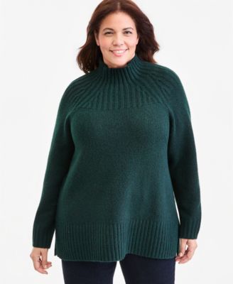 Plus Size Funnel Mockneck Long-Sleeve Sweater