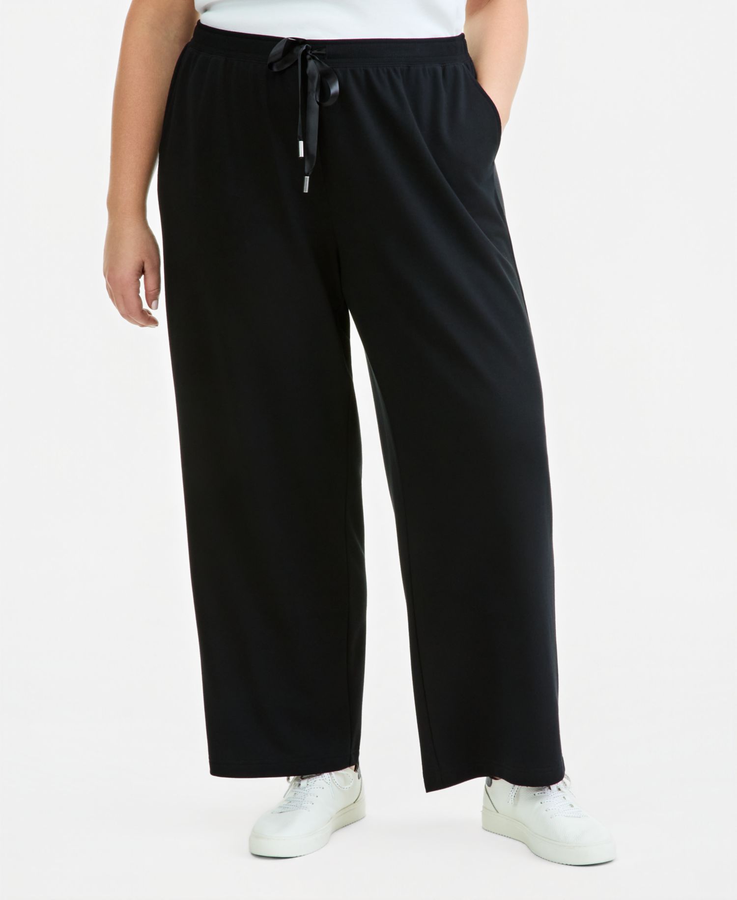 Plus Size LuxLounge French Terry Wide-Leg Drawstring Pants