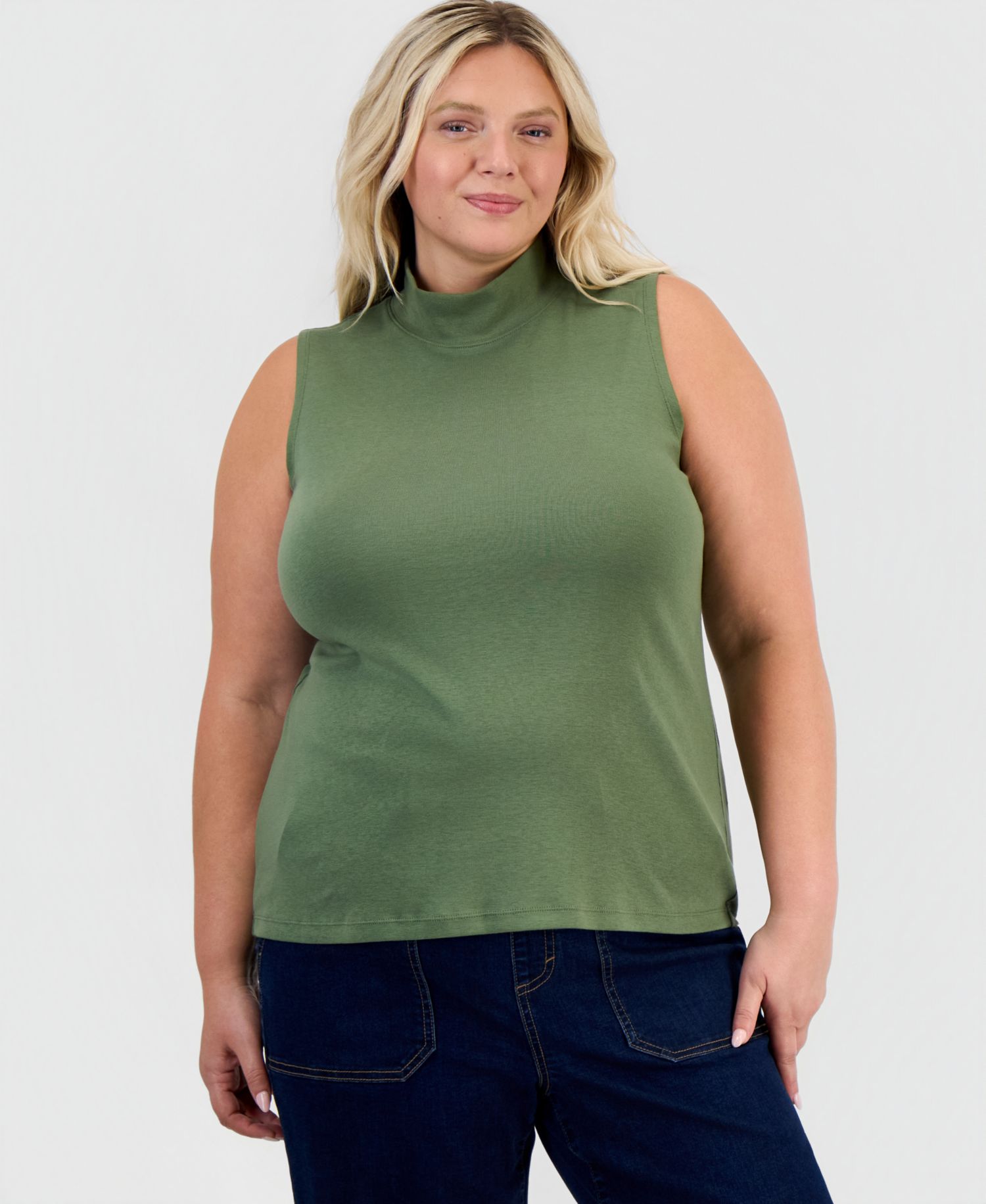 Petite Mock Neck Cotton Tank