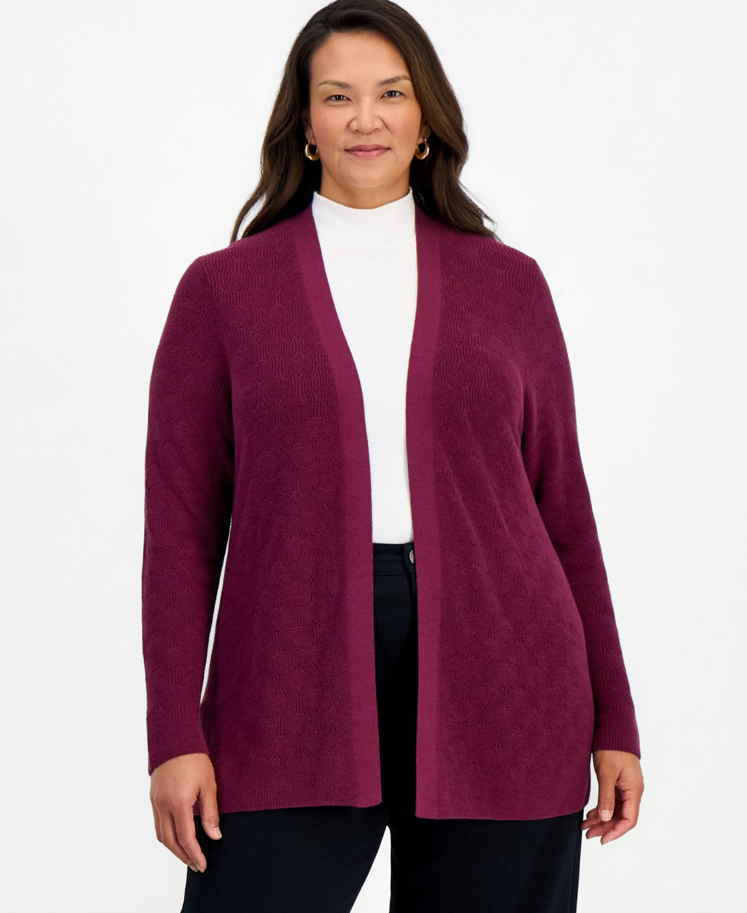 Plus Open Stitch Cardigan, Macy's Exclusive