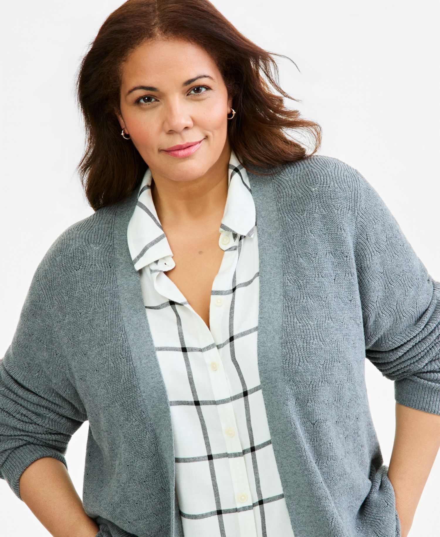 Plus Open Stitch Cardigan, Macy's Exclusive