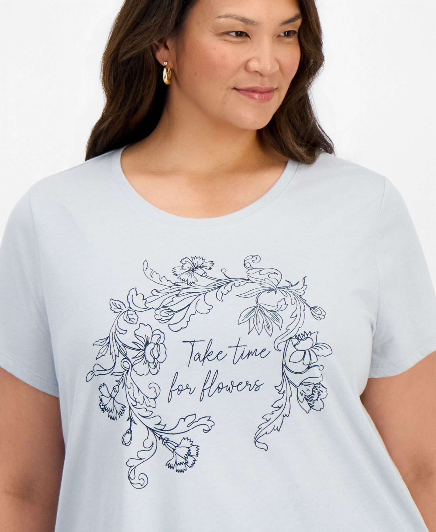 Plus Size Printed Short-Sleeve Crewneck Tee