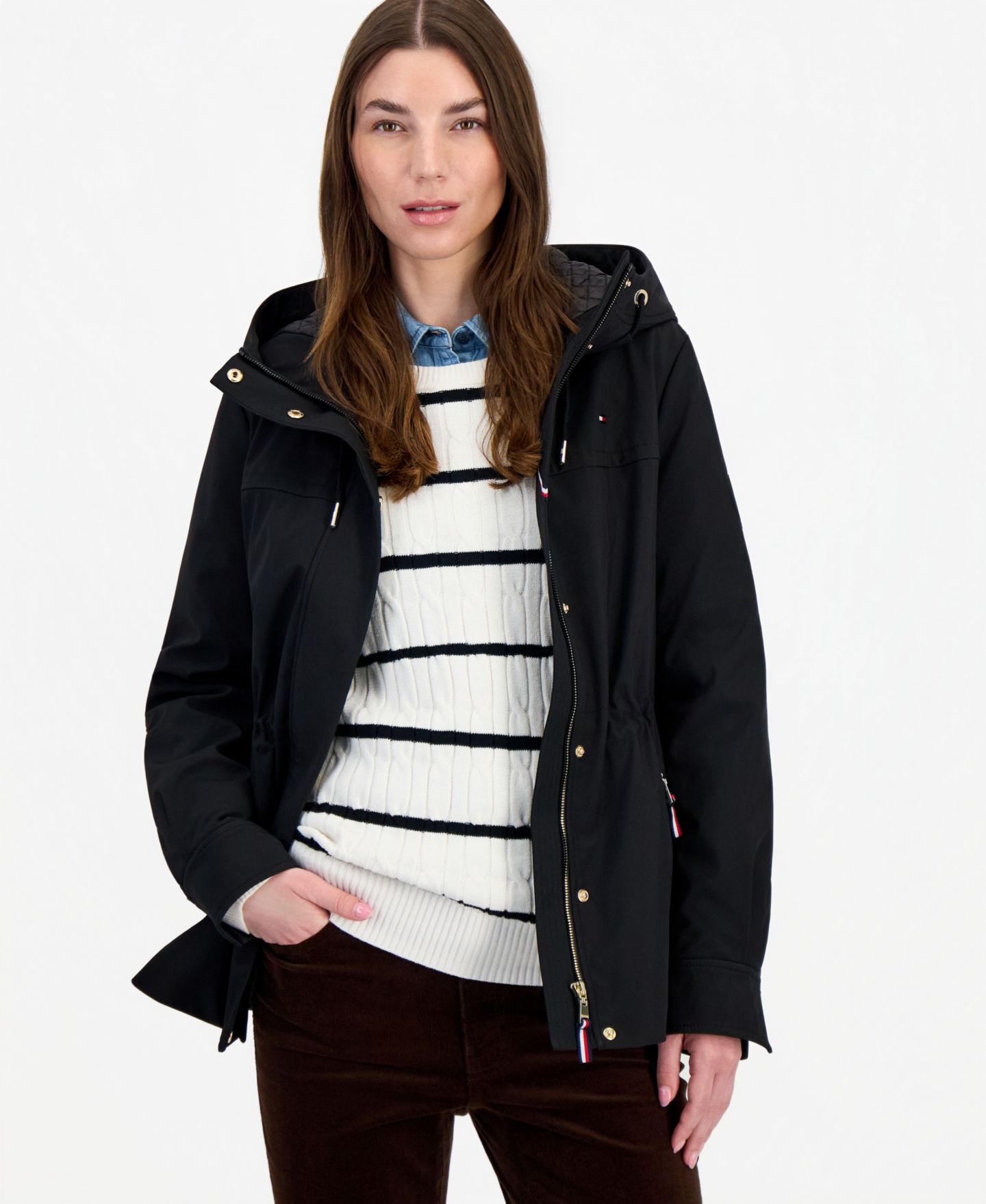 Женская куртка Tommy Hilfiger Zip-Front Hooded Anorak Jacket, Created for Macy's, цвет: Чёрный — фото 1