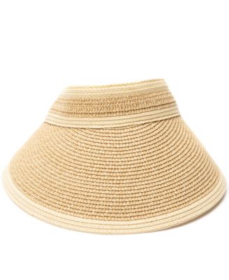 Rollup Tweed Straw Visor Hat