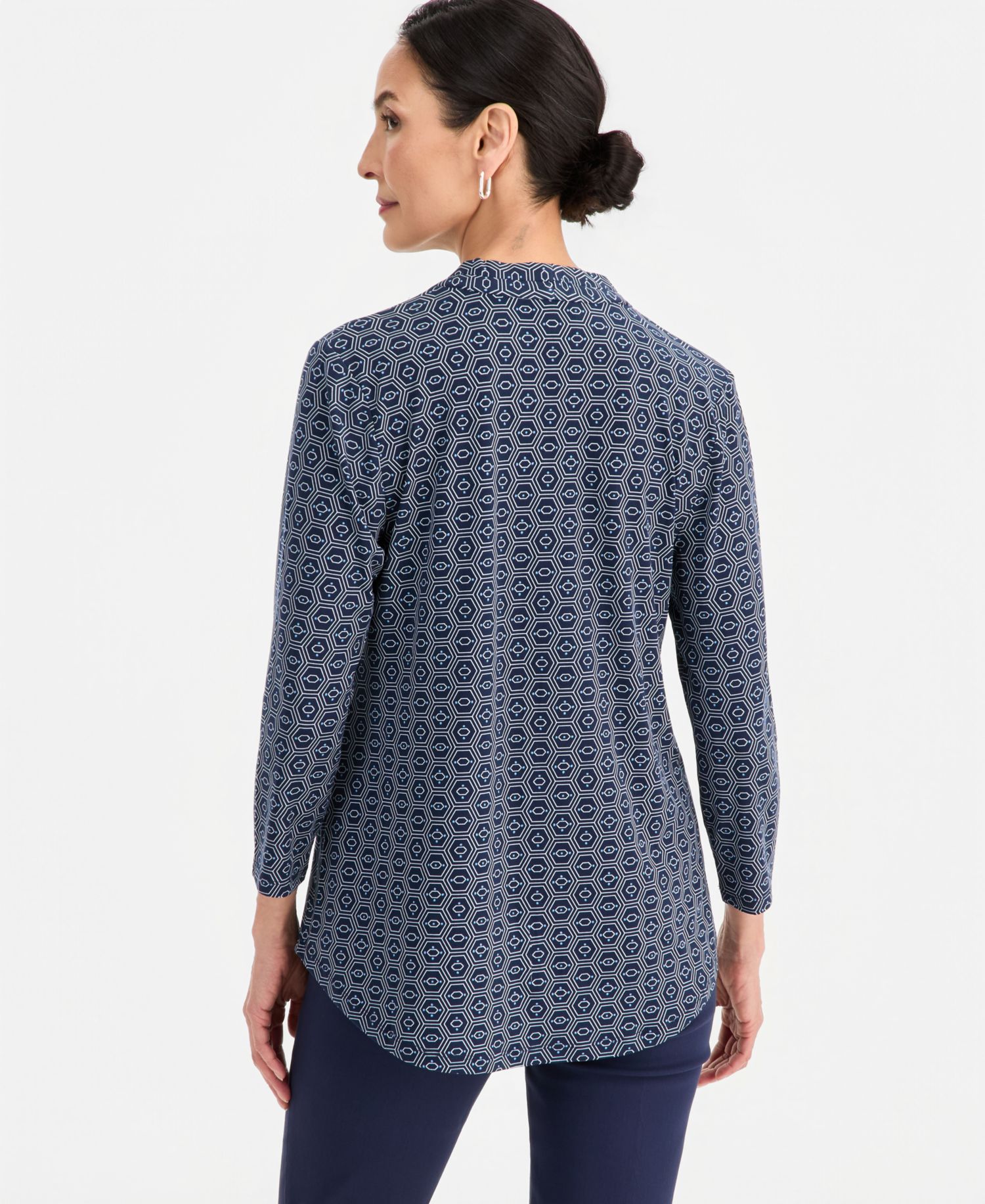 Women's Printed 3/4-Sleeve V-Neck Top
