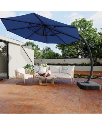 11Ft Outdoor Patio Umbrella, Curvy Cantilever Umbrella with Base Included, Large Round Offset Umbrella, Aluminium Frame for Patio, Garden.
