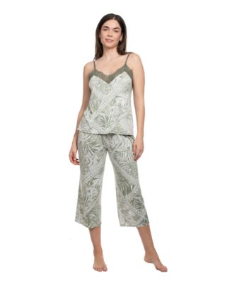 Women's V-Neck Cami Top and Cropped Pants, 2-Piece Set