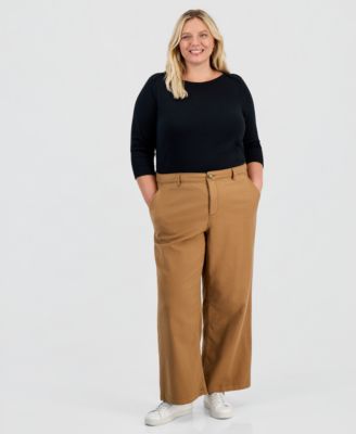 Plus Size High-Rise Dobby Wide-Leg Pants