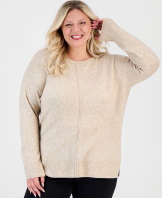 Plus Size LuxSoft Seamfront Tunic Sweater