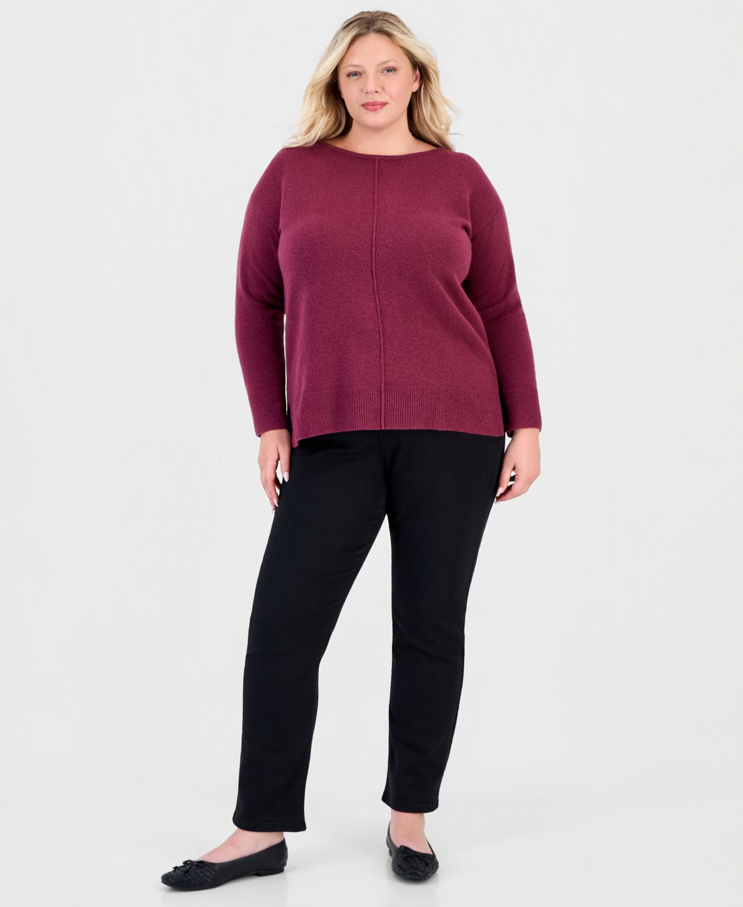 Plus Luxsoft Seamfront Boatneck Tunic Sweater
