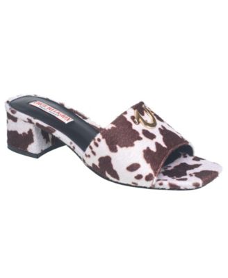 Womens Single Strap Logo Block Heel