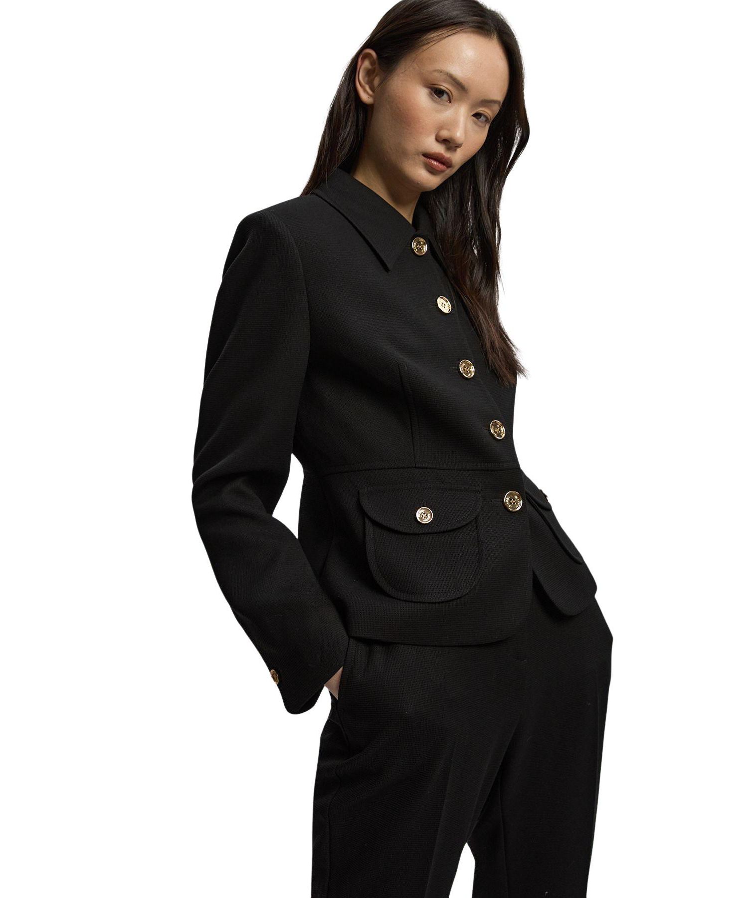 Women's Textured Compact Stretch Tailored Blazer