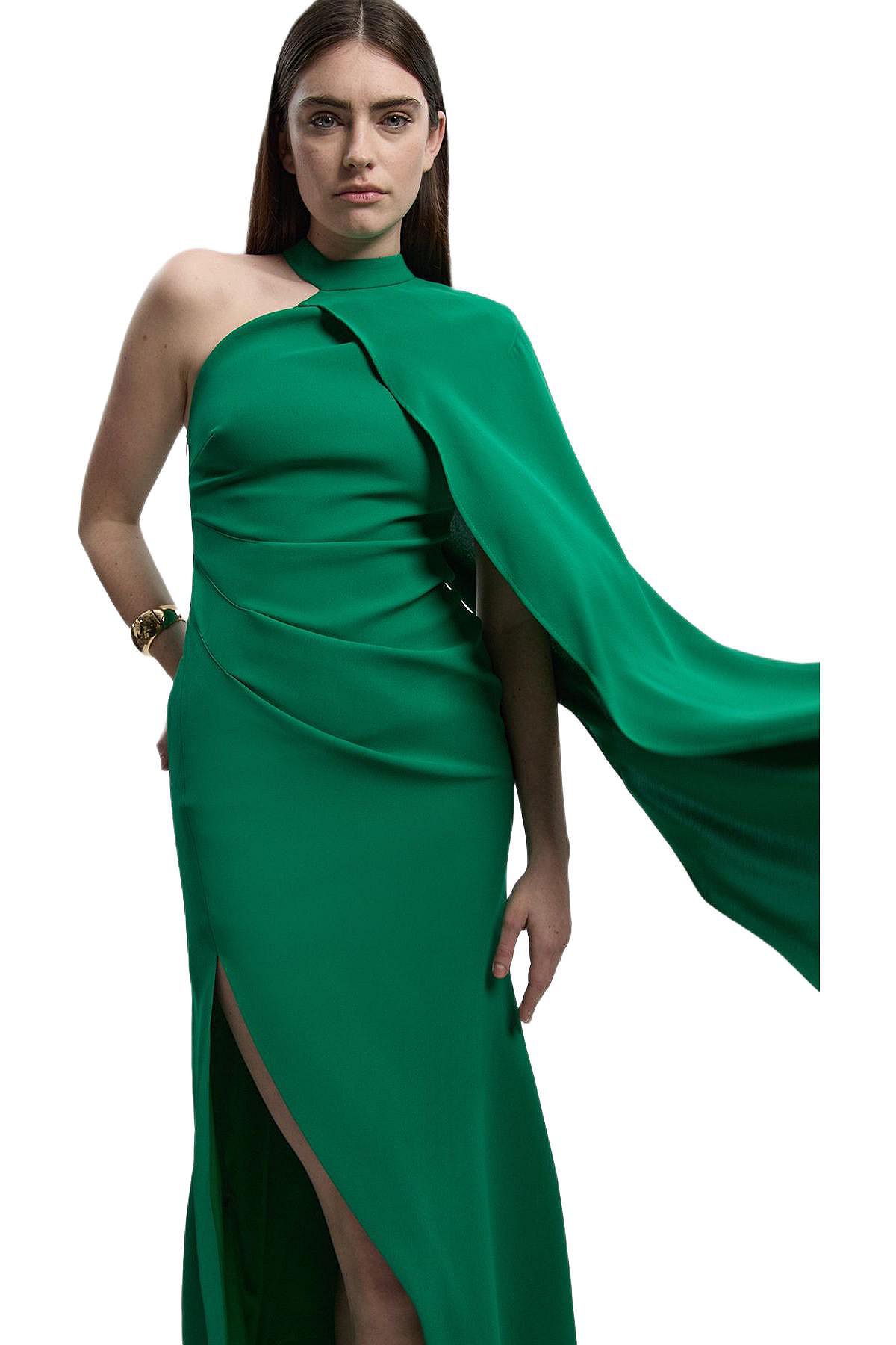 Karen Millen Women's One Shoulder Cape Sleeve Maxi Dress view 3 — MAYCSS fashion products