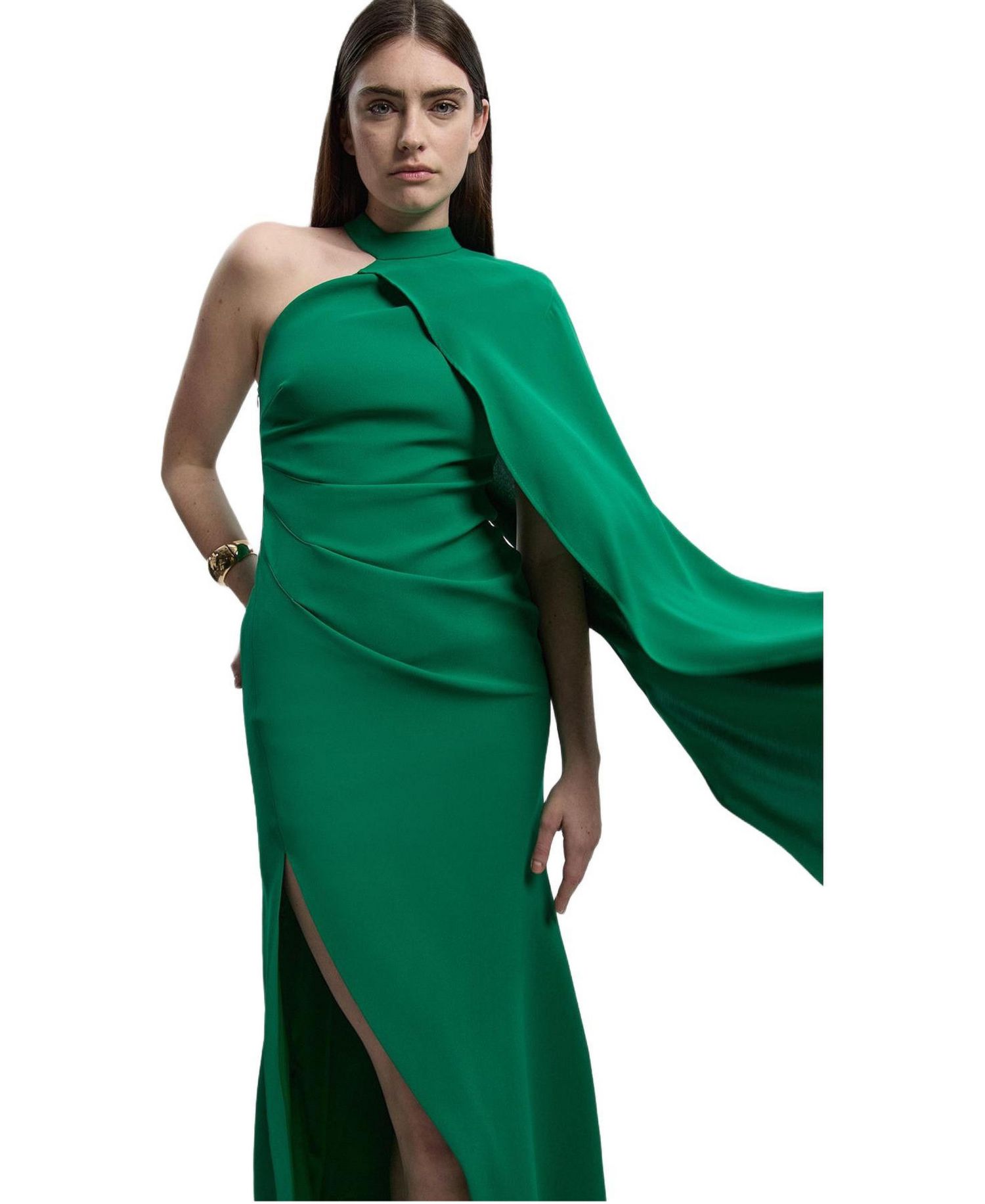 Women's One Shoulder Cape Sleeve Maxi Dress