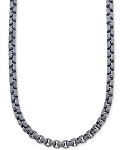 Esquire Men's Jewelry Antique-Look Link Chain Necklace in Gunmetal IP over Stainless Steel, Only at Macy's