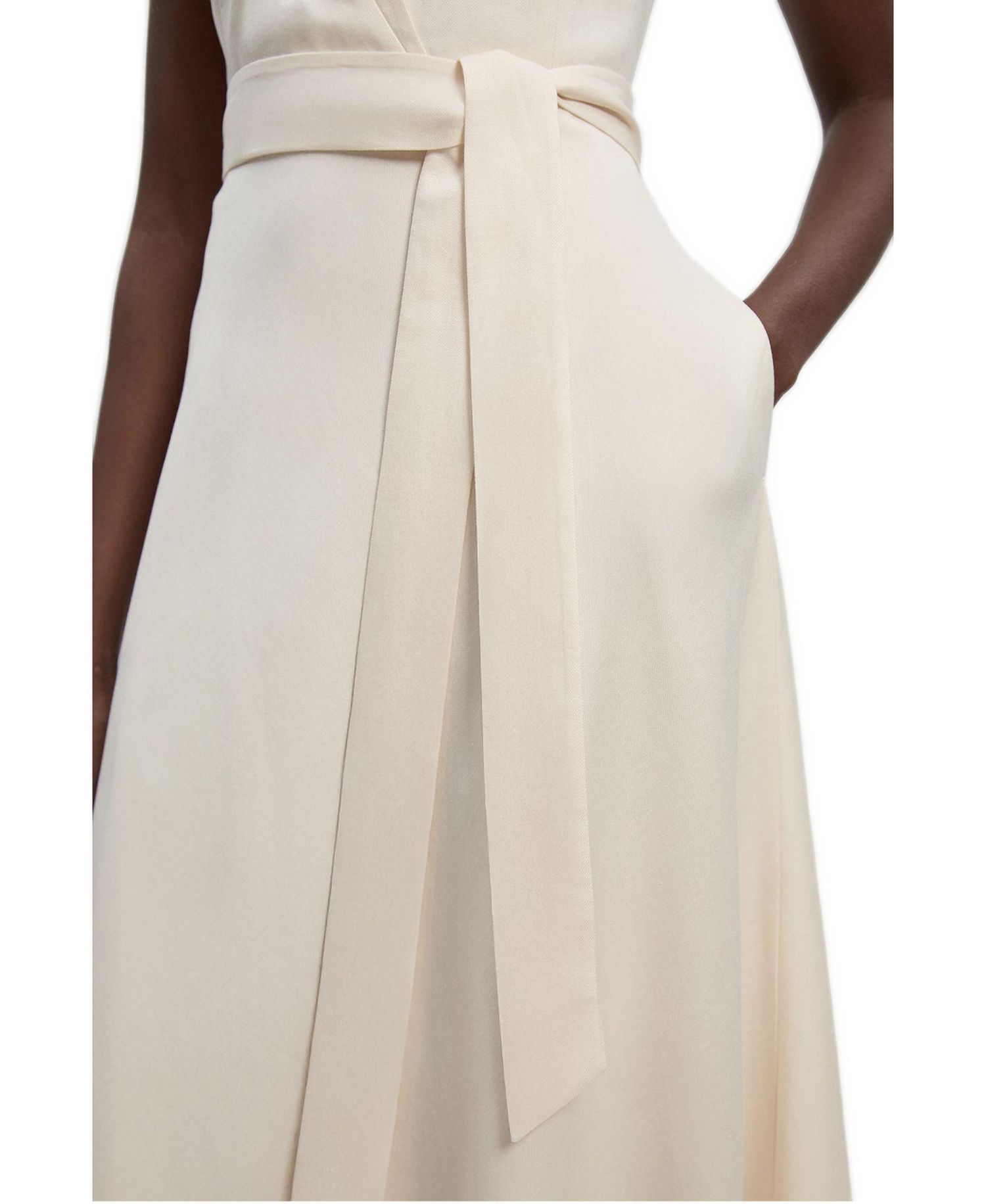 Women's Tailored Linen Wrap Maxi Dress