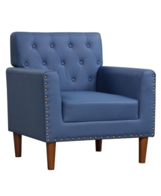 Button Tufted Accent Chair with Rivet Trim, Mid Century Modern Living Room Chair