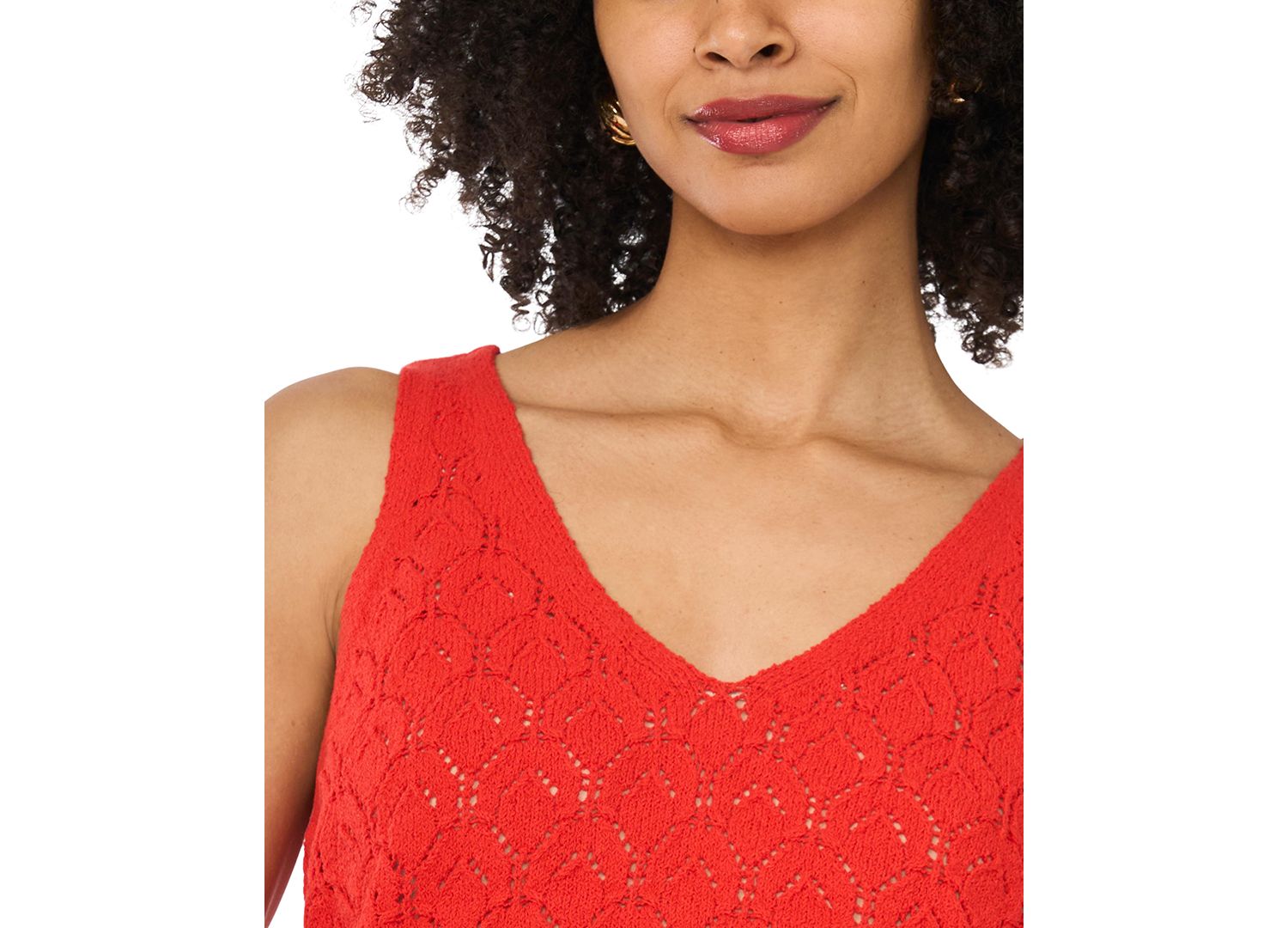 Women's Cotton-Blend Pointelle Tank Top