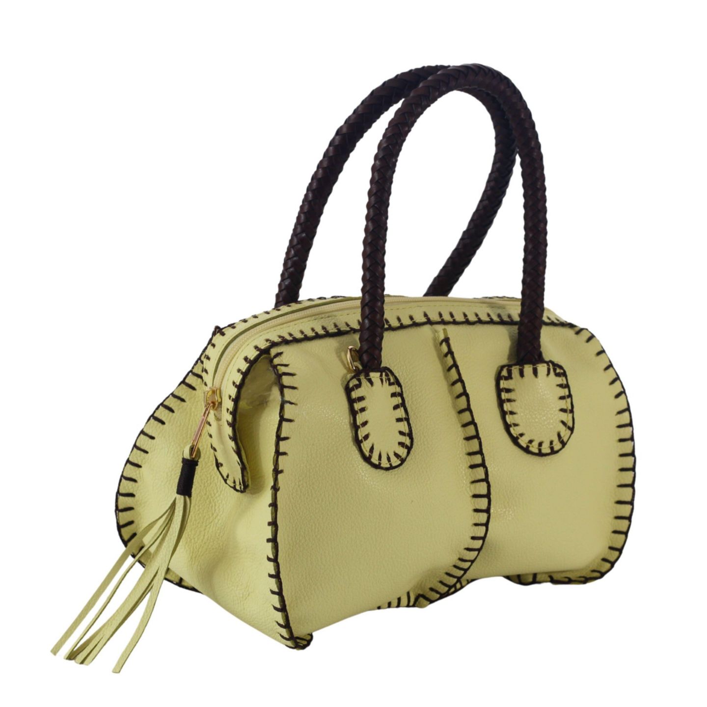Сумка Carlos Falchi Mini Barrel Leather, цвет: Лимонный — фото 2