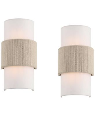 Cabo 14 1/2" Linen and Rope 2-Light Wall Sconce Set of 2