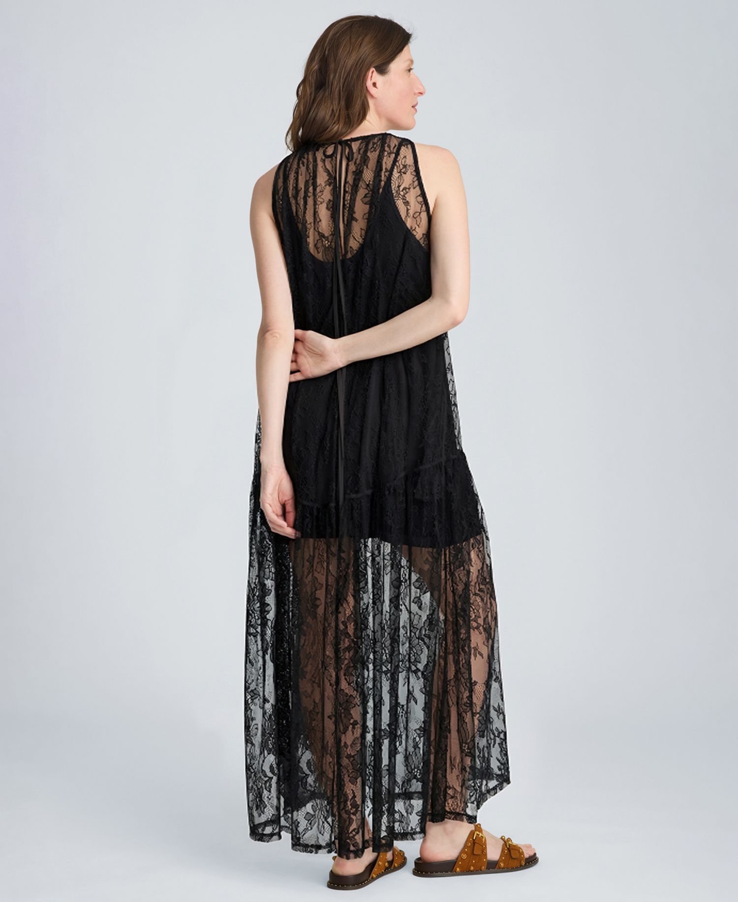 Women's Lace Halter Neck Maxi Dress
