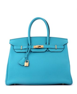 Birkin 35 Handbag Blue Togo with Gold Hardware