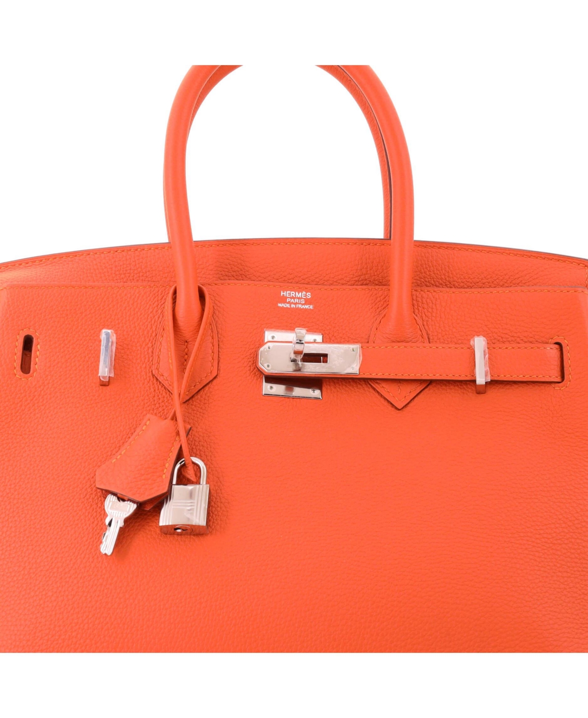 Pre-Owned HERMES Birkin 30 Handbag Orange Togo with Palladium Hardware