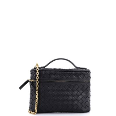 Small Soft Chain Vanity Case Intrecciato Leather