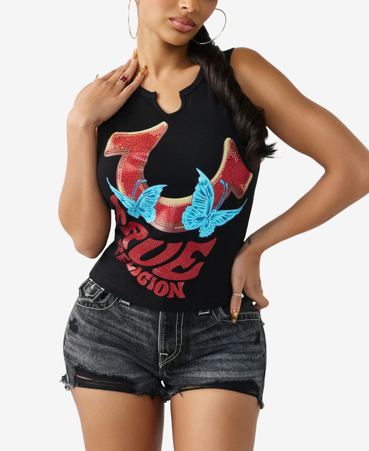 Women's Crystal V-Notch Racer Tank
